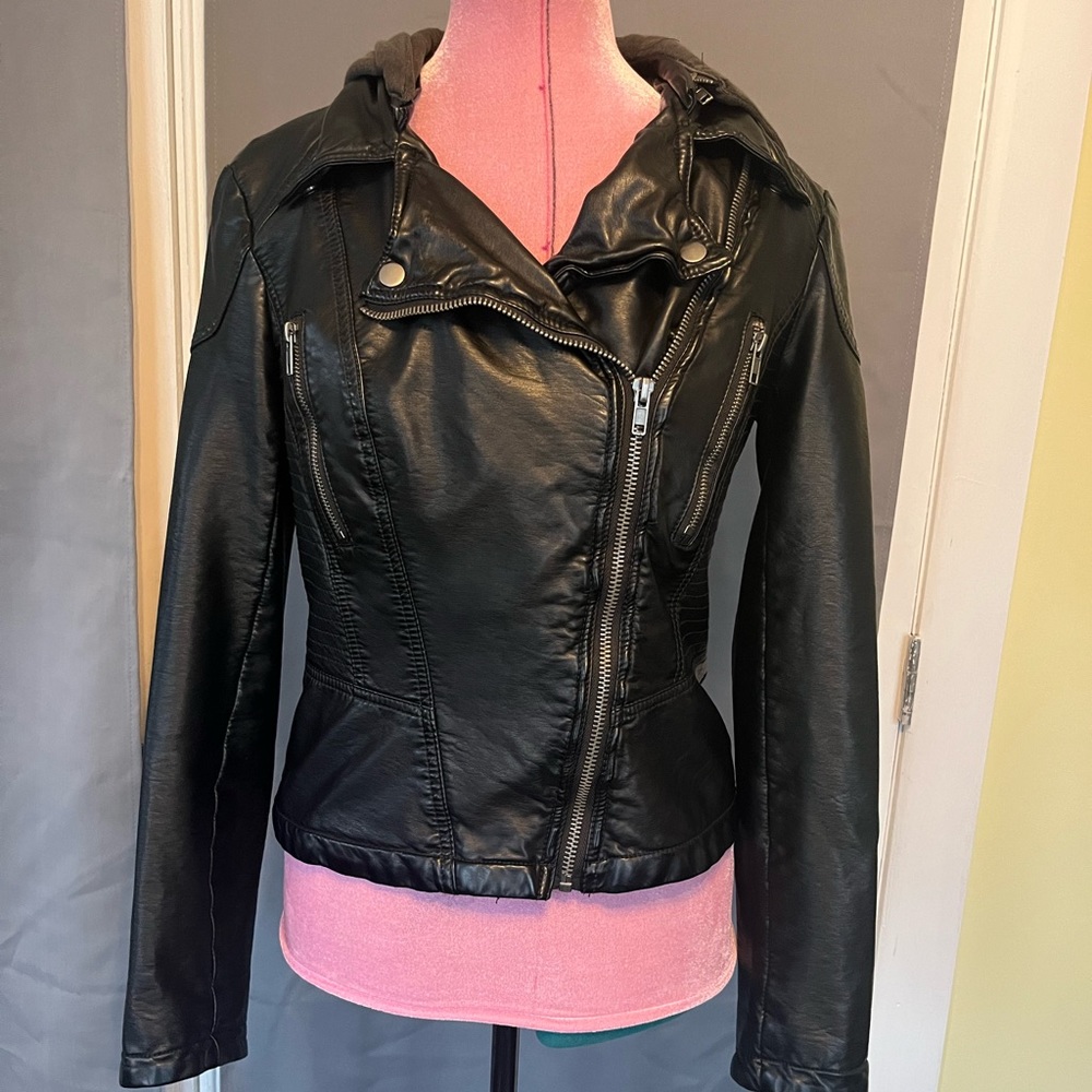Free People Vegan Leather Jacket with Removable Hood